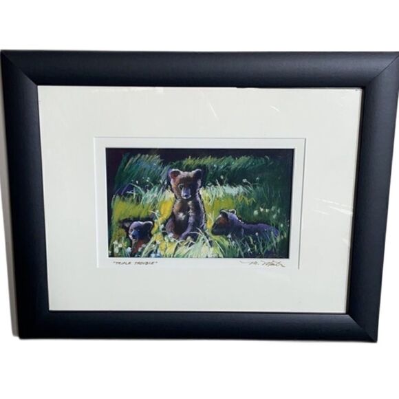 “Triple Touble” by Meredith Martin Signed, Framed & Matted Lithograph Print - Picture 1 of 16